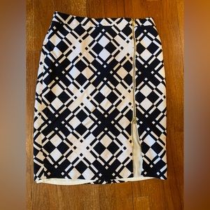 Talbots white/black pattern straight skirt